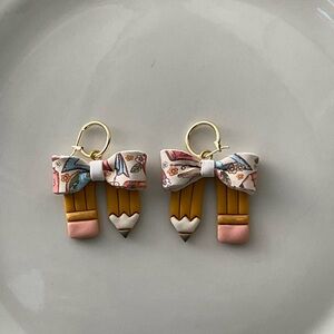 Floral Bow Pencil Earrings